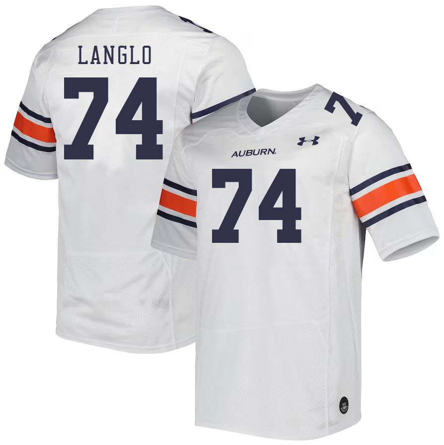 Men #74 Garner Langlo Auburn Tigers College Football Jerseys Stitched-White